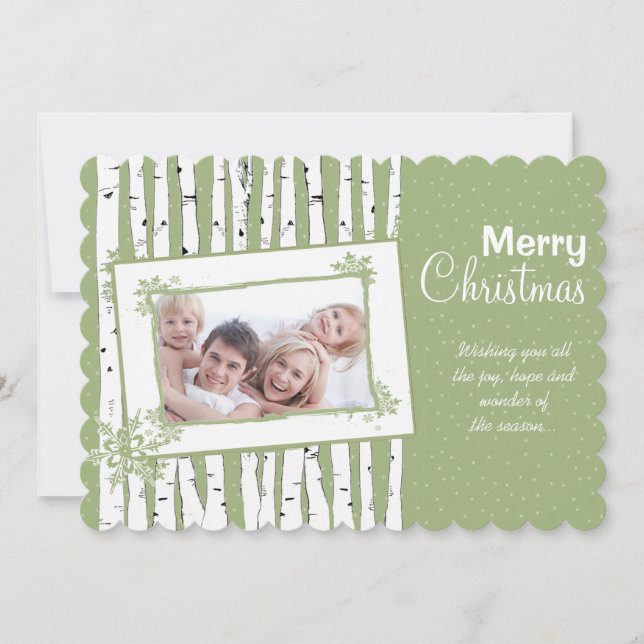 Photo Forest Birch Tree Merry Christmas Holiday Card (Front)