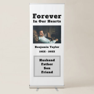 Photo Forever In Our Hearts Death Memorial Funeral Retractable Banner