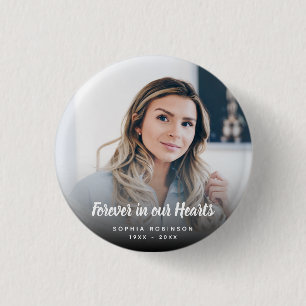 Photo Forever In Our Hearts Funeral Keepsake Button