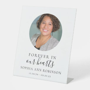 Photo Forever in Our Hearts Funeral Pedestal Sign