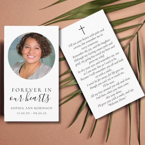 Photo Forever in Our Hearts Funeral Prayer Card