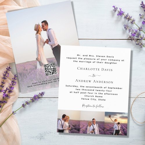 Photo formal QR RSVP budget wedding invitation