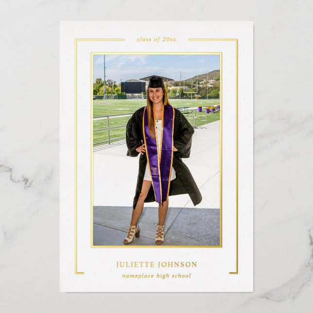 Photo Frame 3 Foil Graduation Announcement (Front)