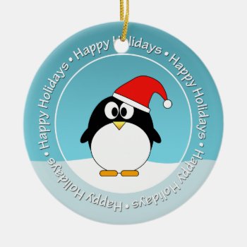 Photo Frame And Penguin Double-sided Ceramic Ornament by MyPetShop at Zazzle