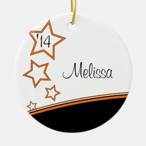 Photo Frame Black and Orange Graduation Ornament