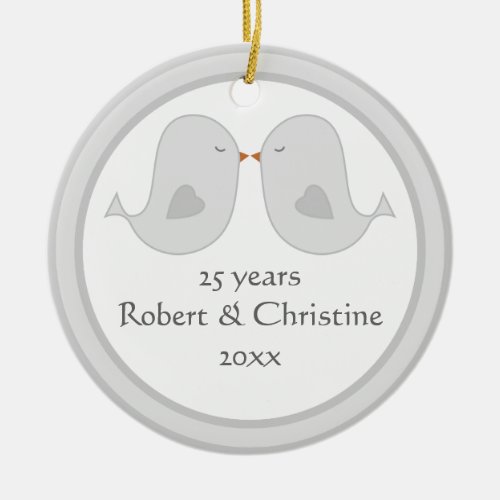 Photo Frame Lovebirds Anniversary Ceramic Ornament