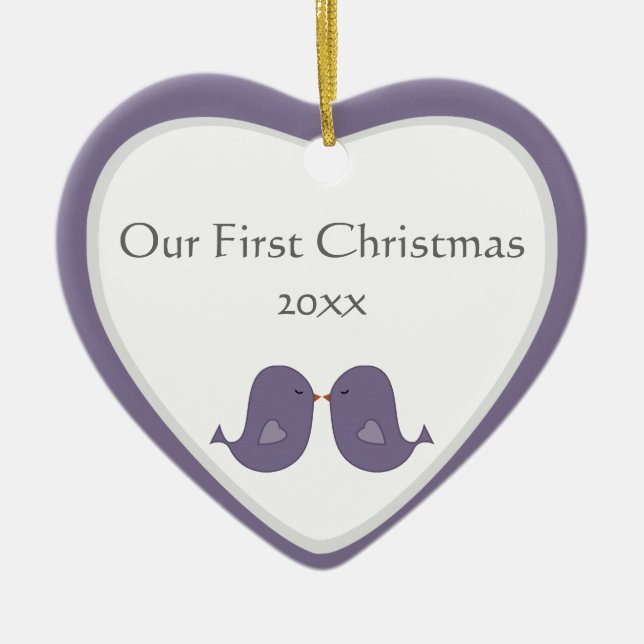 Photo Frame Lovebirds Keepsake Ornament (Front)