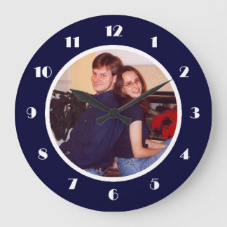 Photo Frame Navy Large Clock