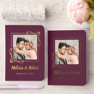 Photo Frame on Burgundy Wedding Foil Vow Books