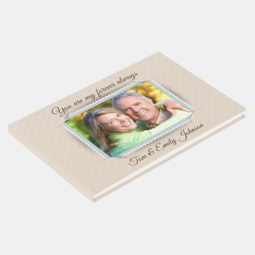 Photo Frame On Embossed Pattern for Wedding  Guest Book