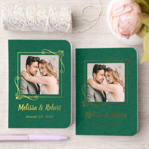 Photo Frame on Green Wedding Foil Vow Books