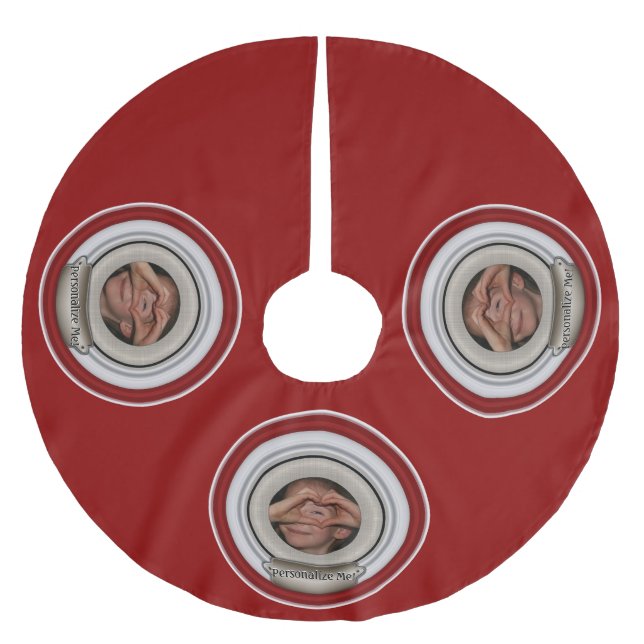 Photo Frame Personalizable Template Brushed Polyester Tree Skirt (Front)