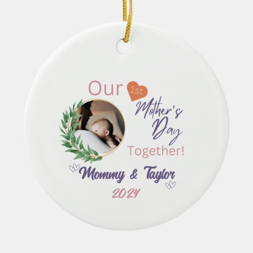 Photo Framepurple Our First Mothers day Together Ceramic Ornament