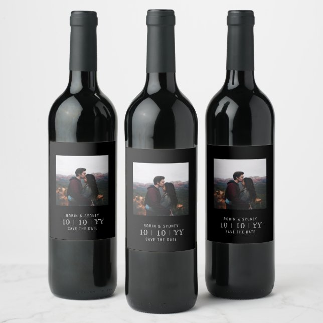 Photo Frame | Save The Date | Wine Label | Black (Bottles)