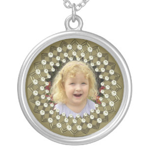 Photo frame silver plated necklace