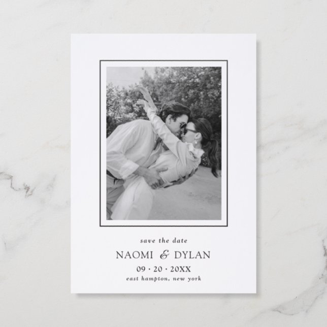 Photo Frame Wedding Save the Date Letterpress Card (Front)