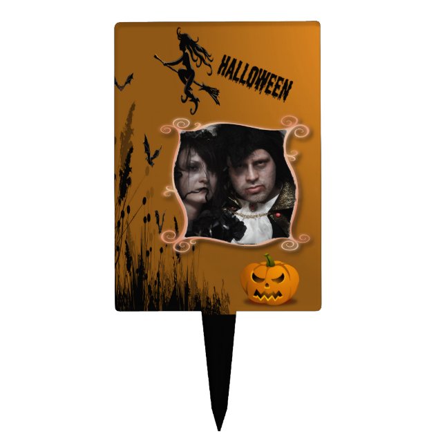 Photo Frame, Witch, Jack o' Lantern Cake Topper (Front)
