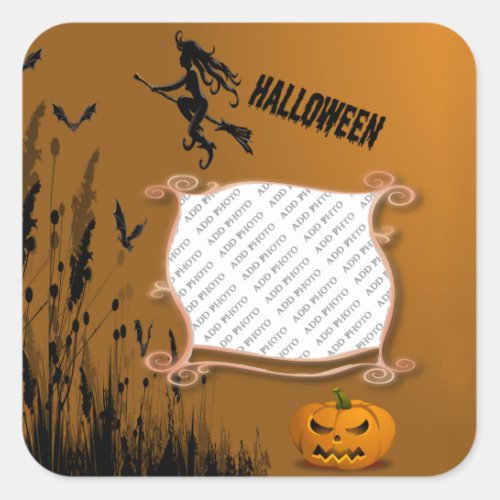 Photo Frame Witch Jack o Lantern Sticker