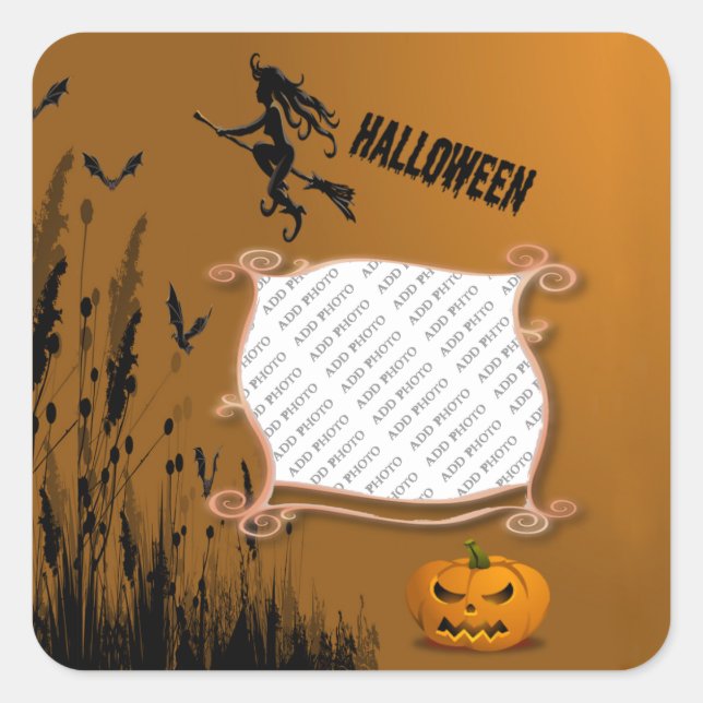 Photo Frame, Witch, Jack o' Lantern Sticker (Front)