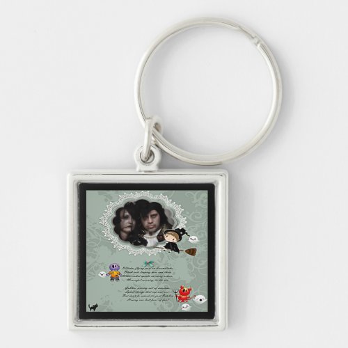 Photo Frame with Witch Monsters Ghost Cat Keychain