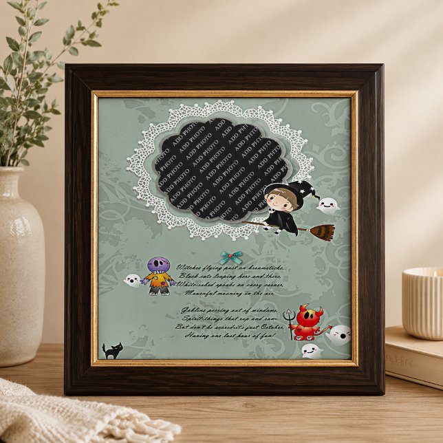 Photo Frame with Witch, Monsters, Ghost, Cat Tile (Photo Frame with Witch, Monsters, Ghost, Cat Tile)