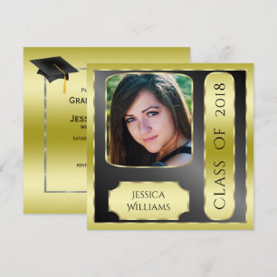 Photo Framed Graduation Double Sided Invitation