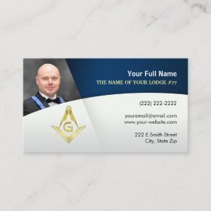 Photo Freemason Business Cards   Navy Blue Gold
