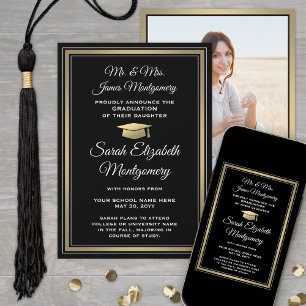 Photo From Parents Black Gold & White Graduation Announcement