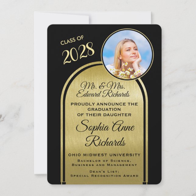 Photo From Parents Black Graduation Announcement (Front)