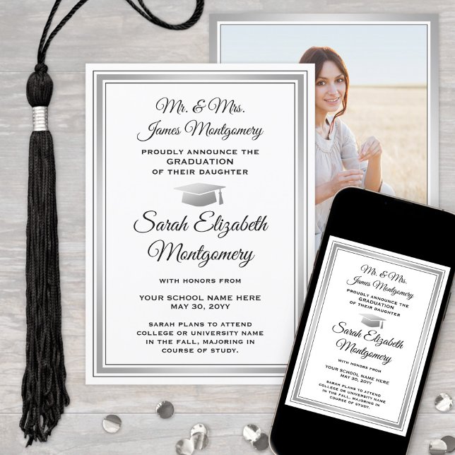 Photo From Parents Black, White & Gray Graduation Announcement (Creator Uploaded)