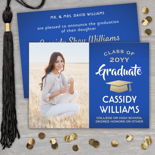 Photo From Parents Blue Gold  White Graduation Announcement