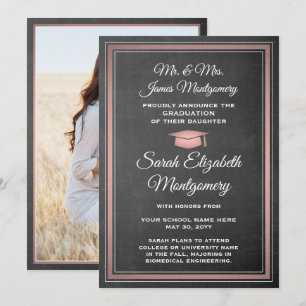 Photo From Parents Chalkboard and Pink Graduation Announcement