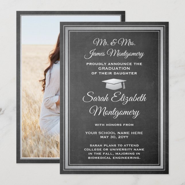 Photo From Parents Chalkboard & White Graduation Announcement (Front/Back)