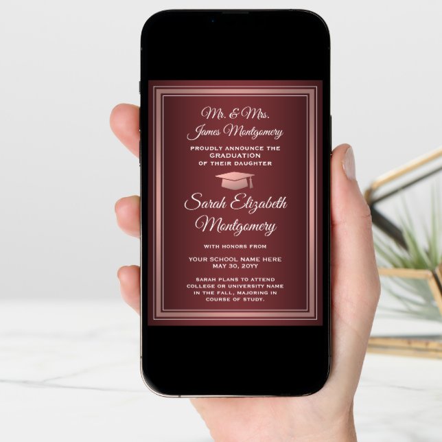 Photo From Parents Graduation Burgundy Red & Pink Announcement (Front Digital)