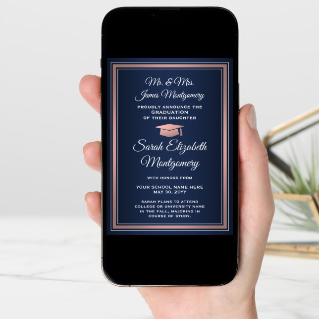 Photo From Parents Graduation Navy Blue and Pink Announcement (Front Digital)