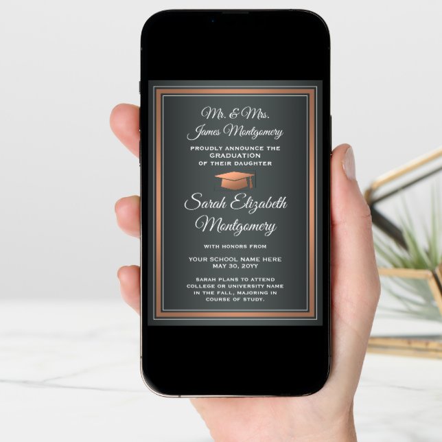 Photo From Parents Gray Copper & White Graduation Announcement (Front Digital)