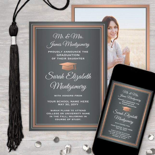 Photo From Parents Gray Copper & White Graduation Announcement (Creator Uploaded)