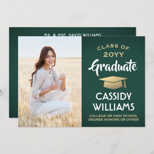 Photo From Parents Green Gold  White Graduation Announcement