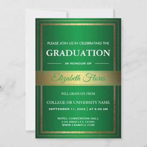 Photo From Parents green  White Graduation Announcement