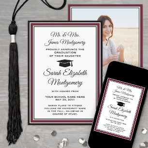 Photo From Parents Maroon and White Graduation Announcement