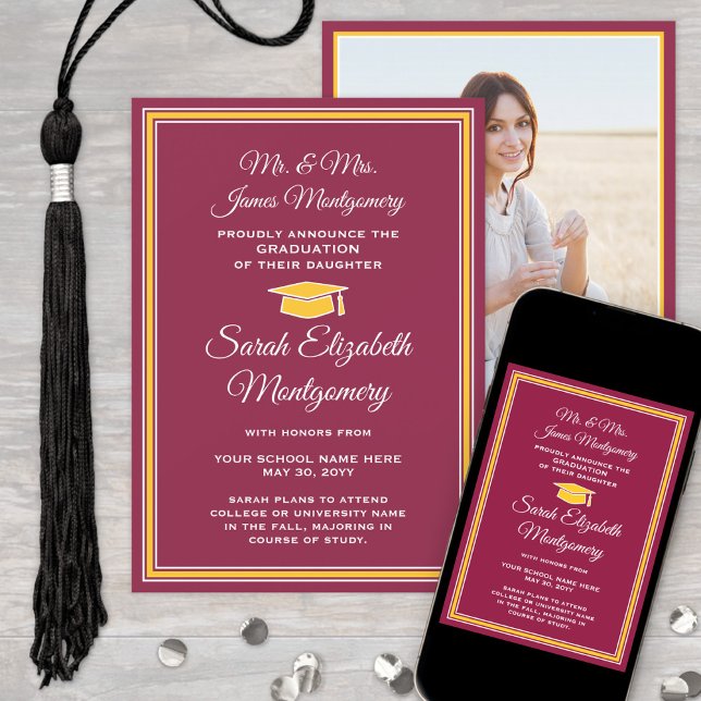 Photo From Parents Maroon & Gold Formal Graduation Announcement (Creator Uploaded)