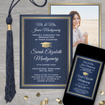 Photo From Parents Navy Gold and White Graduation Announcement