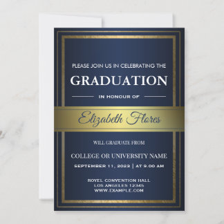 Photo From Parents Navy Gold and White Graduation Announcement