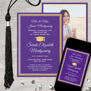 Photo From Parents Purple & Gold Formal Graduation Announcement