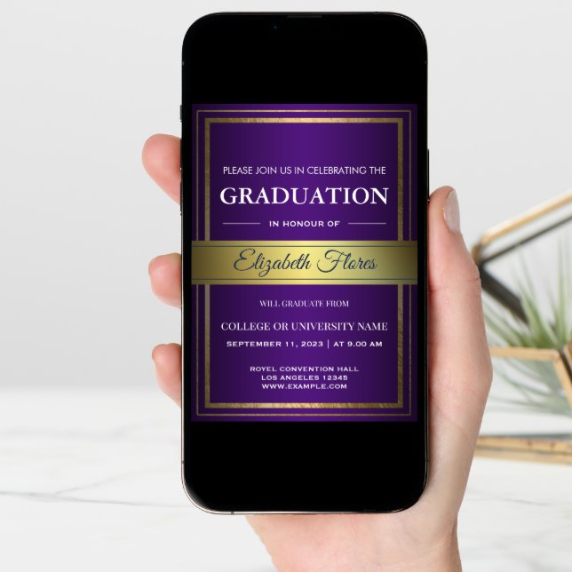 Photo From Parents Purple Gold & White Graduation  Announcement (Front Digital)