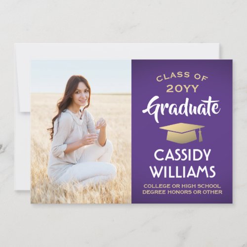 Photo From Parents Purple Gold  White Graduation Announcement