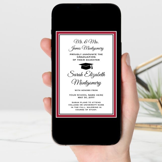 Photo From Parents Red White and Black Graduation Announcement (Front Digital)