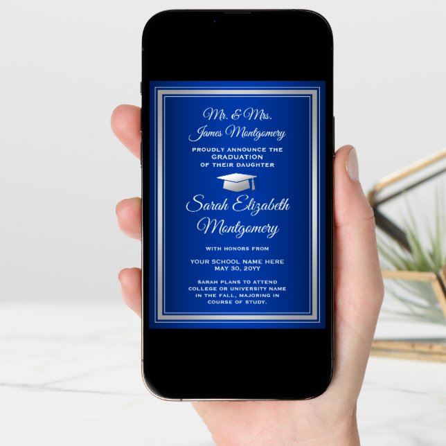 Photo From Parents Royal Blue and White Graduation Announcement (Front Digital)