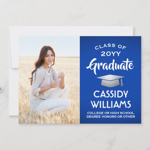 Photo From Parents Royal Blue  White Graduation Announcement