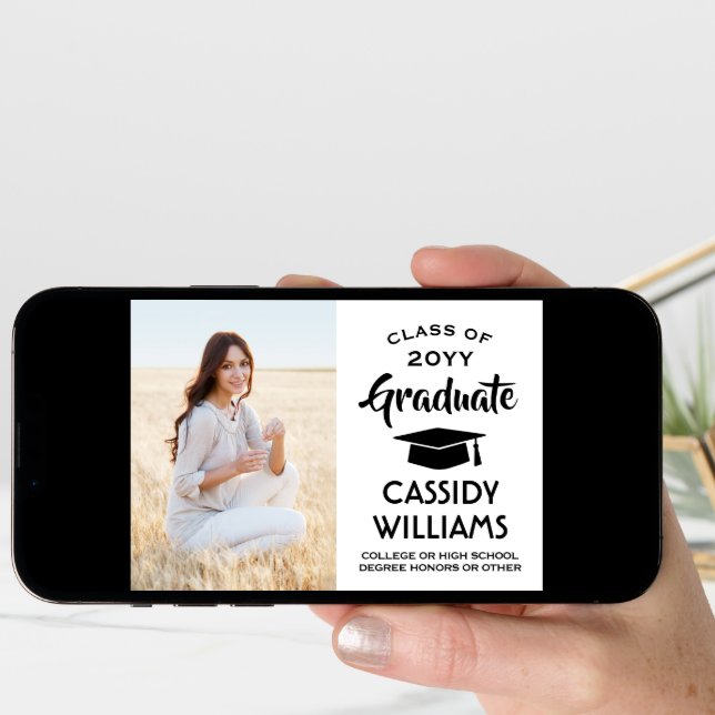 Photo From Parents Simple Black & White Graduation Announcement (Front Digital)